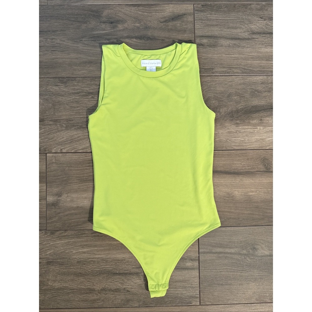 House of Harlow 1960 Lime‎ Green Double Lined Bodysuit Y2K Chic Women's Small - Picture 13 of 13